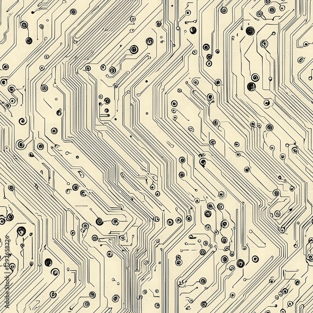 Poster close-up view of a circuit board showcasing detailed pathways and components for electronic devices