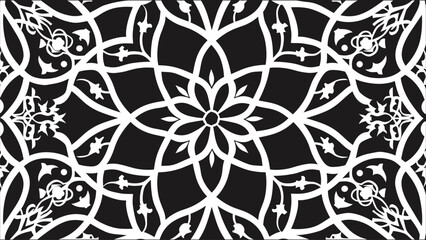 Seamless Abstract Floral Design with Stylized Stars in Arabic Style

