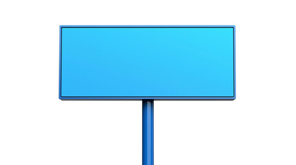 Fototapeta premium Blue blank sign on pole, suitable for customizable messages and advertisements isolated on transparent white background, clipping path