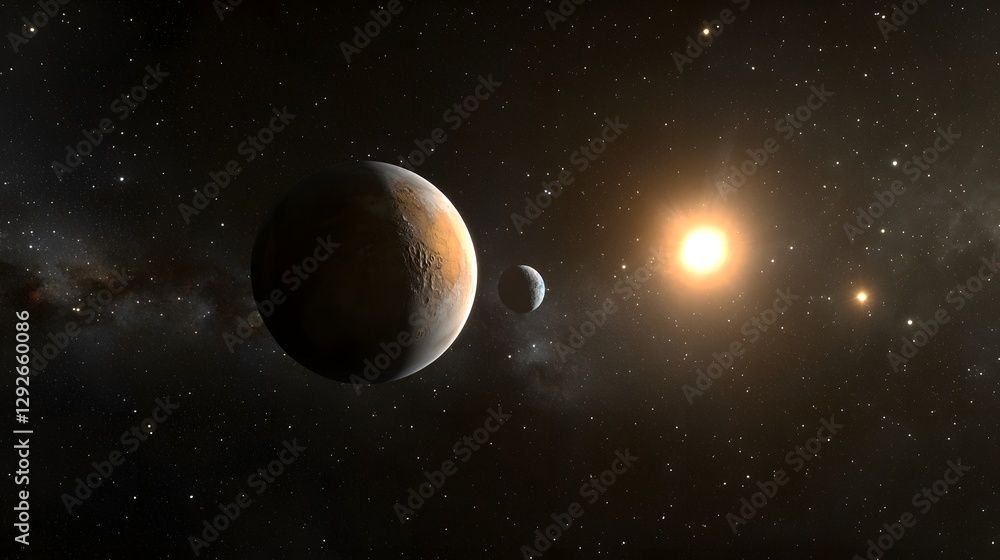 Aufkleber and detailed interactive map of the exoplanet proxima b showcasing regions of interest for potential