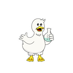 Animal Character Teaching 1 Duck Holding Beaker