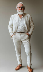 Fototapeta premium Elegant senior man wearing a stylish suit, showcasing timeless fashion and confidence
