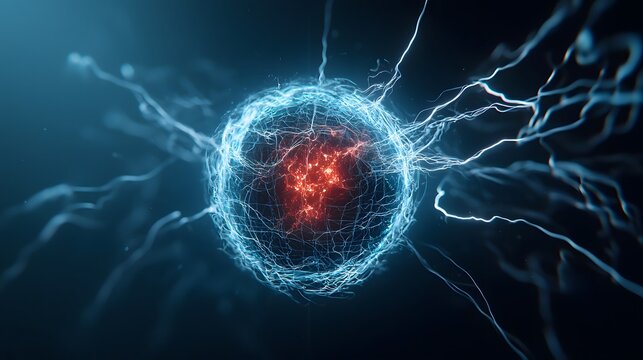 Captivating digital artwork depicting an alien intelligence core encased in a swirling ethereal plasma field showcasing a futuristic and visionary scientific concept