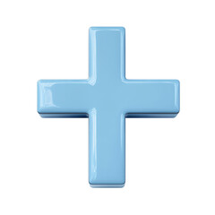 Obraz premium Blue Cross Icon: A clean and simple representation of a blue cross, symbolizing positivity and healthcare, designed with a smooth, glossy finish.