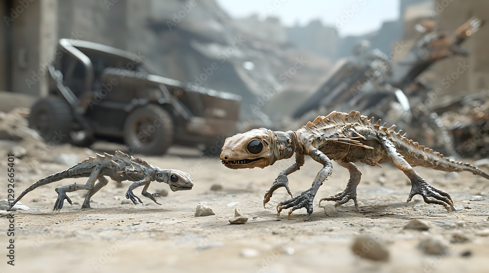 Aufkleber conceptual image of a hypothetical alien reptilian species that has adapted to the unique environmen