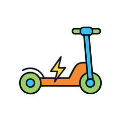 Solar Energy Electric Scooter Icon
