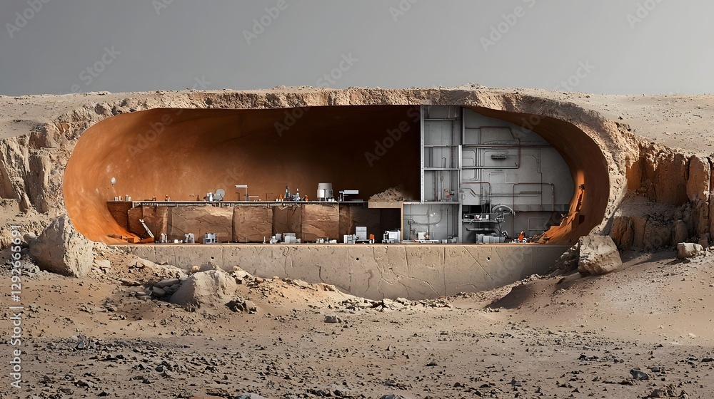 Poster Cross section of a hypothetical exoplanet showcasing its internal structure with a rocky core and potential water layer below the surface
