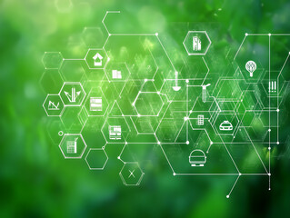 Obraz premium Innovative technology solutions for sustainable development nature infographic green environment aerial view eco-friendly concepts