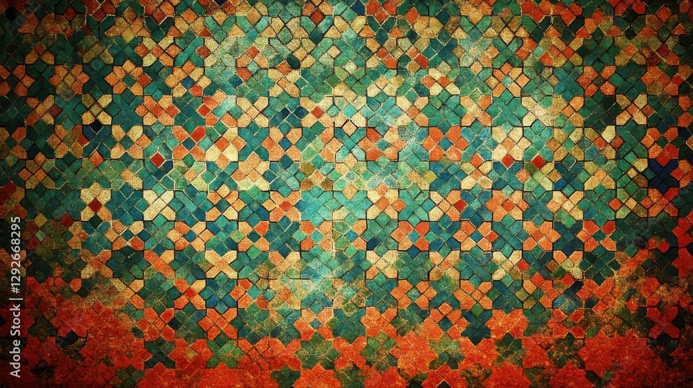 Poster colorful mosaic pattern with geometric shapes and textured background for creative design and inspir