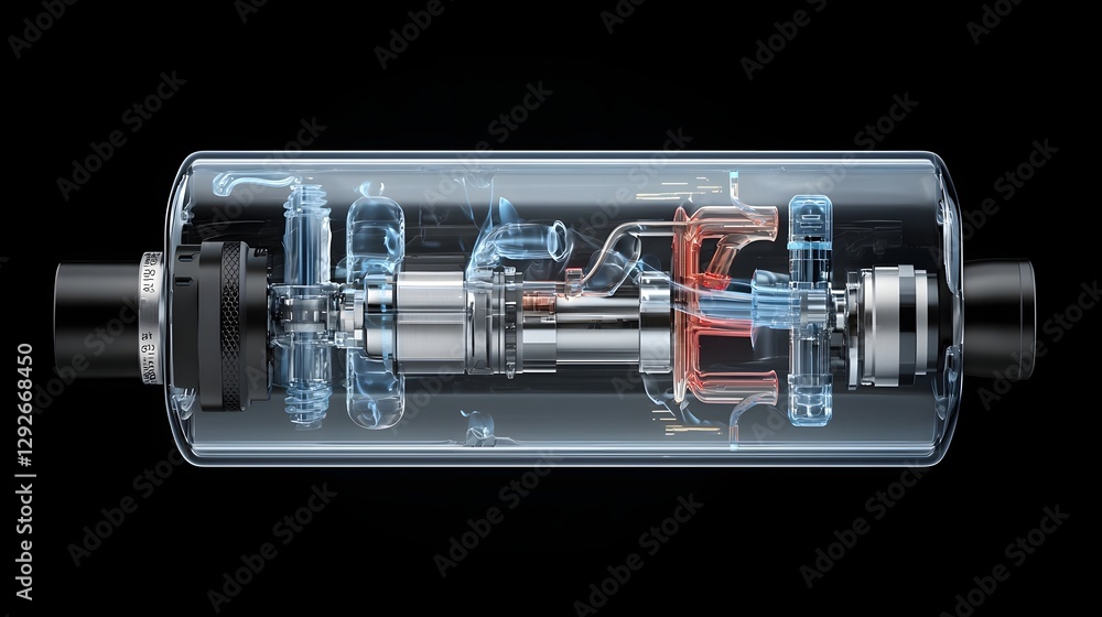 Aufkleber Detailed cutaway showcasing the internal structure and airflow dynamics within a vape atomizer device