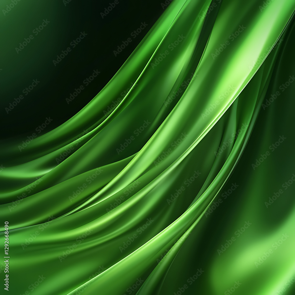 Poster flowing green fabric texture abstract design digital art studio environment close-up view elegance c
