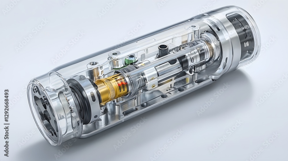 Poster Detailed cutaway showing the internal components and airflow dynamics of a vape atomizer device