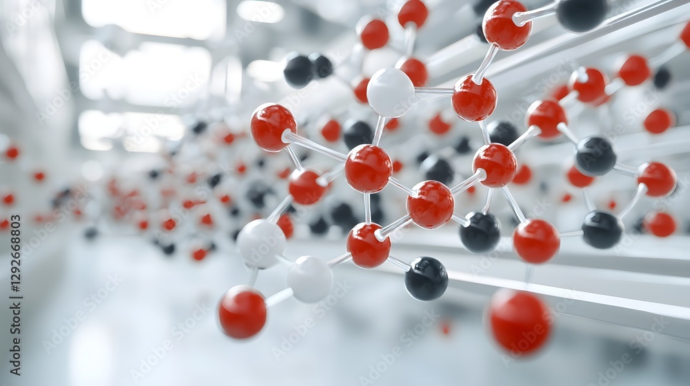 Poster detailed molecular model of melanin structure enabling radiation absorption by specialized fungi clo