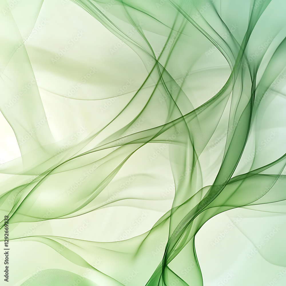Aufkleber flowing green waves abstract background digital art serene environment soft viewpoint fluid dynamics