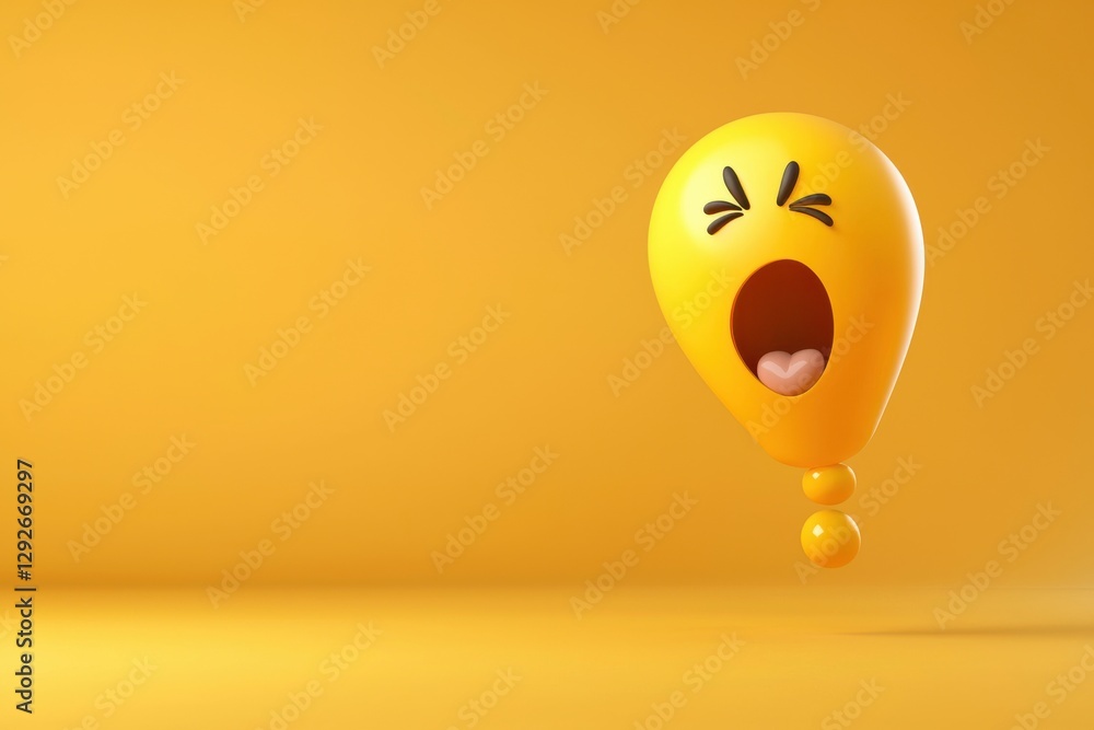 Poster playful bouncing exclamation mark cheerful setting animated content bright environment whimsical con