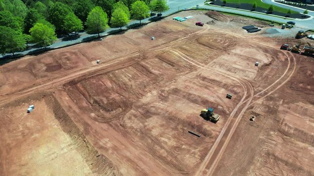 Slow Flyover of Construction Site with Grading