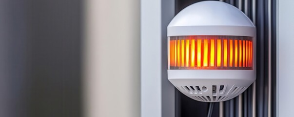 A detailed image of the heat detector connected to the fire alarm system, 3D render