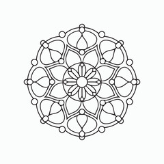 abstract floral ornament. Floral Mandala Coloring Page – Intricate Line Art Illustration
