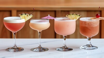  view of orange juice placed on a table decorated with orange slices