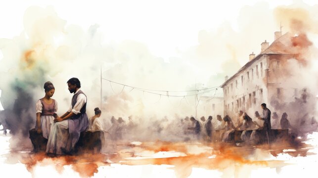 Reflection on the Day of Abolition of Slavery in Watercolor Style
