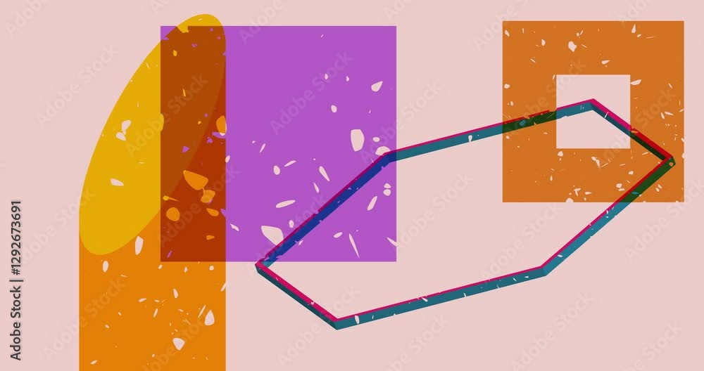 Poster risograph object shapes. geometry elements abstract texture. big colorful geometric animation. trend