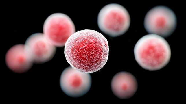 Isolated close up shot of Cryptococcus neoformans fungal cells known for their ability to absorb gamma radiation showcasing their detailed textures and dark pigmentation