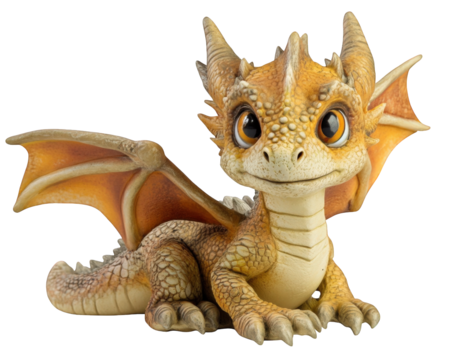 playful baby dragon with oversized wings, looking curious and adorable. This charming creature captures imagination with its vibrant colors and expressive eyes