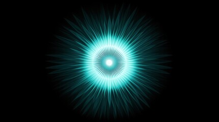 Circular Pattern with Teal Light and Black Background