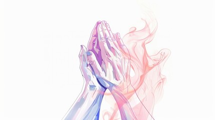 Fototapeta premium Clasped Hands Drawing with Smoke Effect