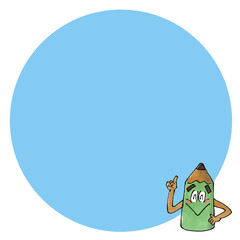 鉛筆のキャラクター　コピースペース(丸)
