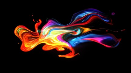 Obraz premium Colorful Swirling Light Forms on Black Background