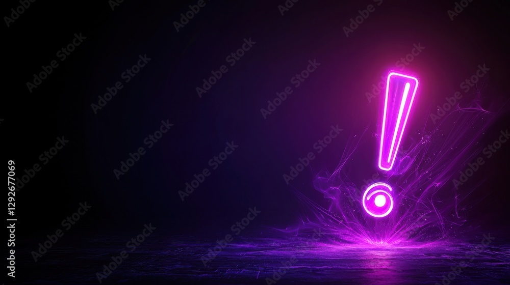 Poster dynamic exclamation mark digital world holographic display virtual environment engaging concept