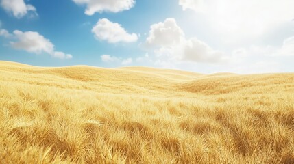 rolling hills with golden wheat fields