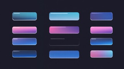 Obraz premium Eleven Rectangular Buttons on Dark Background