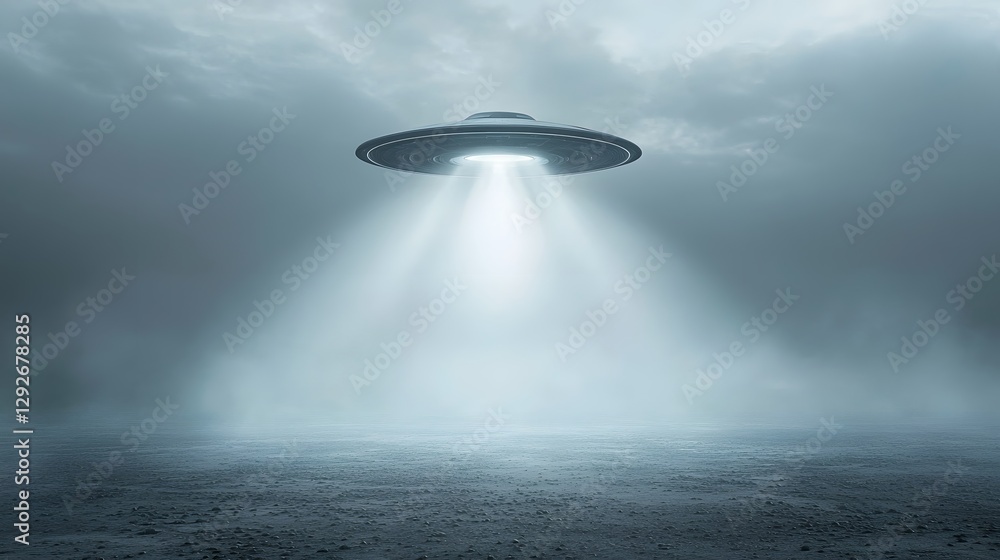 Aufkleber otherworldly cloaked spacecraft bending light in mysterious ethereal landscape a futuristic sci fi v