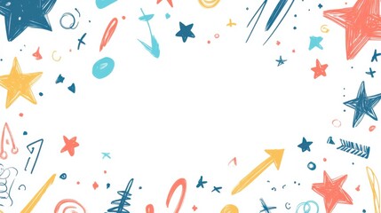 Hand-Drawn Stars, Arrows, and Scribbles Bordering White Space
