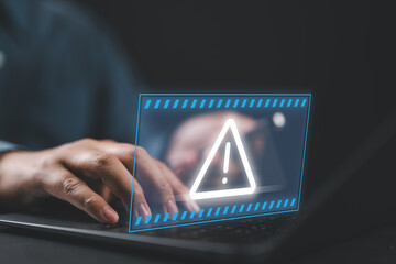 Cybersecurity, System warning hacked alert, Protection against personal data hacking, Notification...
