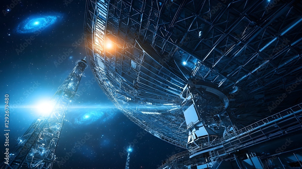 Aufkleber photo showcasing an advanced deep space alien observatory monitoring distant galaxies and cosmic phe