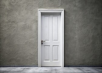 Gray wall backdrop, white door detail, magnified by AI.