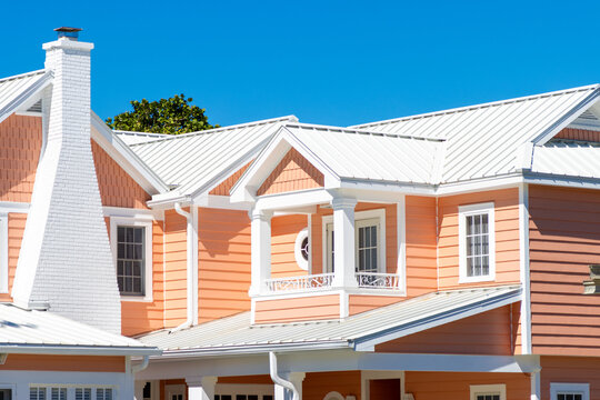 Brightly painted house