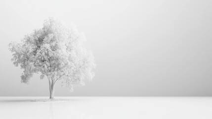 Fototapeta premium Monochrome White Tree on Reflective Surface