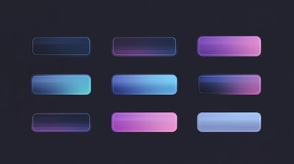 Obraz premium Nine Gradient Filled Rectangular Buttons
