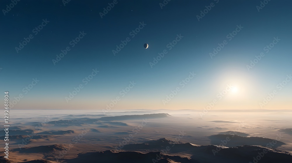 Poster rendering depicts the potentially life sustaining zones on the exoplanet Proxima b where the temperature and atmospheric conditions may allow for the presence of liquid water