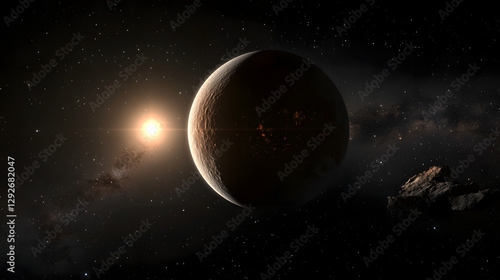 Poster satellite view of the polar regions of the exoplanet proxima b showcasing its icy landscapes potenti