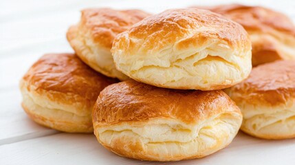 Golden Puff Pastry Biscuits on White Wood