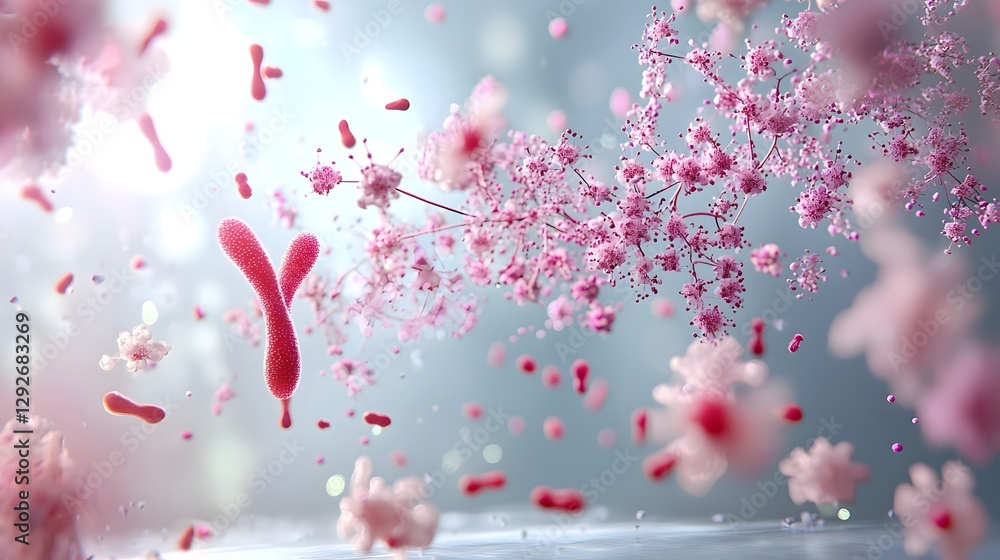 Poster soft delicate pink flowering tree branches with vibrant blossoms in full bloom creating a romantic a