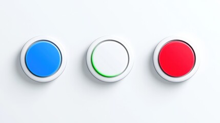 Three Round Color Buttons on White Background