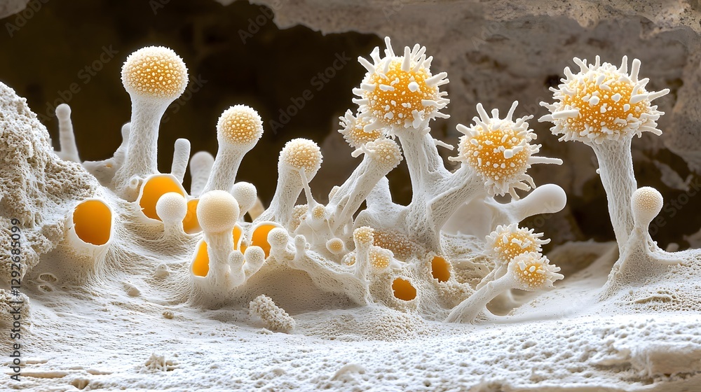 Poster This highly detailed and electron microscope image showcases the fascinating microstructure of fungal cells with their specialized melanin layers