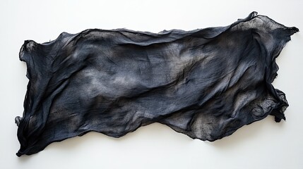 A Piece of Burnt Rag on a White Background for an Artistic Look 