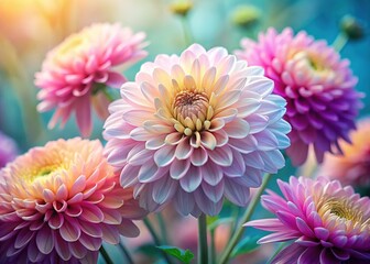 Obraz premium Pastel chrysanthemum art, AI-generated, blurred, simple elegance.